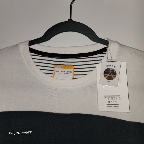 Denim and Flower Long Sleeve White Stripe Ricky Singh Shirt Men's Sz: S NWT - Picture 4 of 7